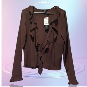 Rachel  Zoe Brown Ruffled Blouse
Brand new 
Size medium
